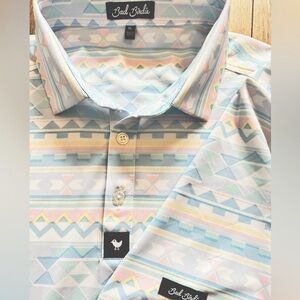 NWOT Bad Birdie Geometric Pattern Golf Polo Shirt